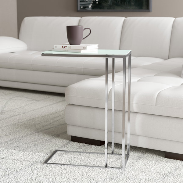 C shaped online glass side table